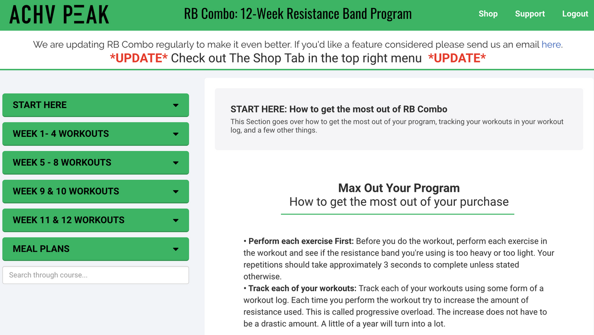 RB Combo 12 Week Resistance Band Program