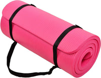 All Purpose 1-Inch Extra Thick High Density Anti-Tear Exercise Yoga Mat with Carrying Strap, Optional Yoga Blocks and Knee Pad